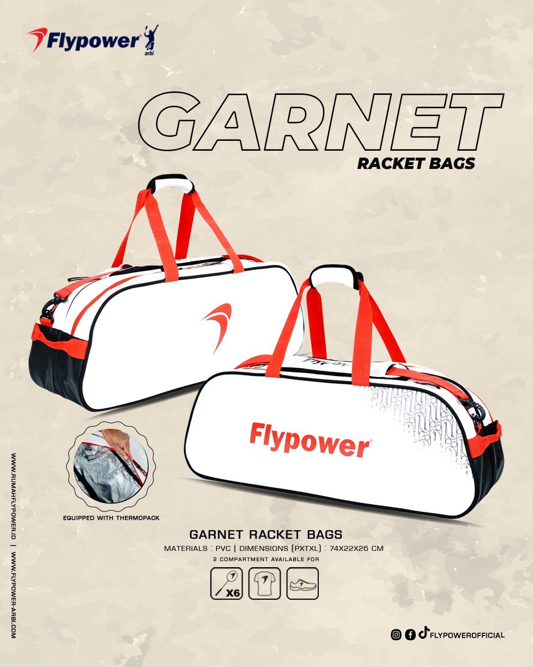 Garnet, bags by Flypower